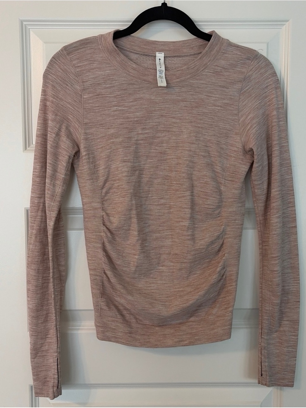 Athleta Heathered Dusty Rose Long Sleeve Crewneck